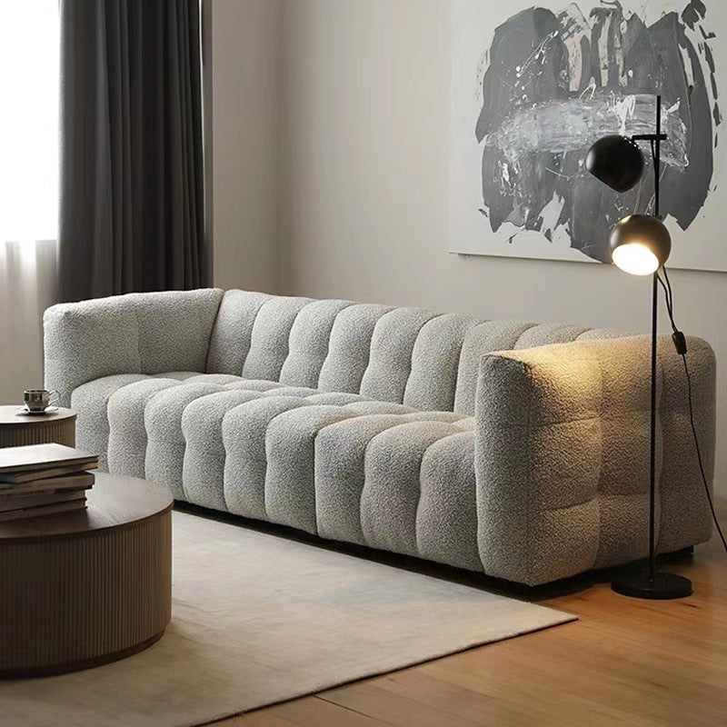 Modern Style Sofa Bed Velvet Material Square Form Armrest Tufted Back Sofa