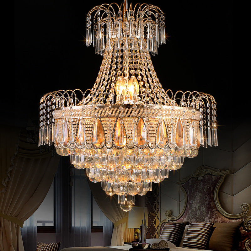 Lampada lampadario a livello di camera da letto Crystal 10 Luci Luce a soffitto contemporanea in oro