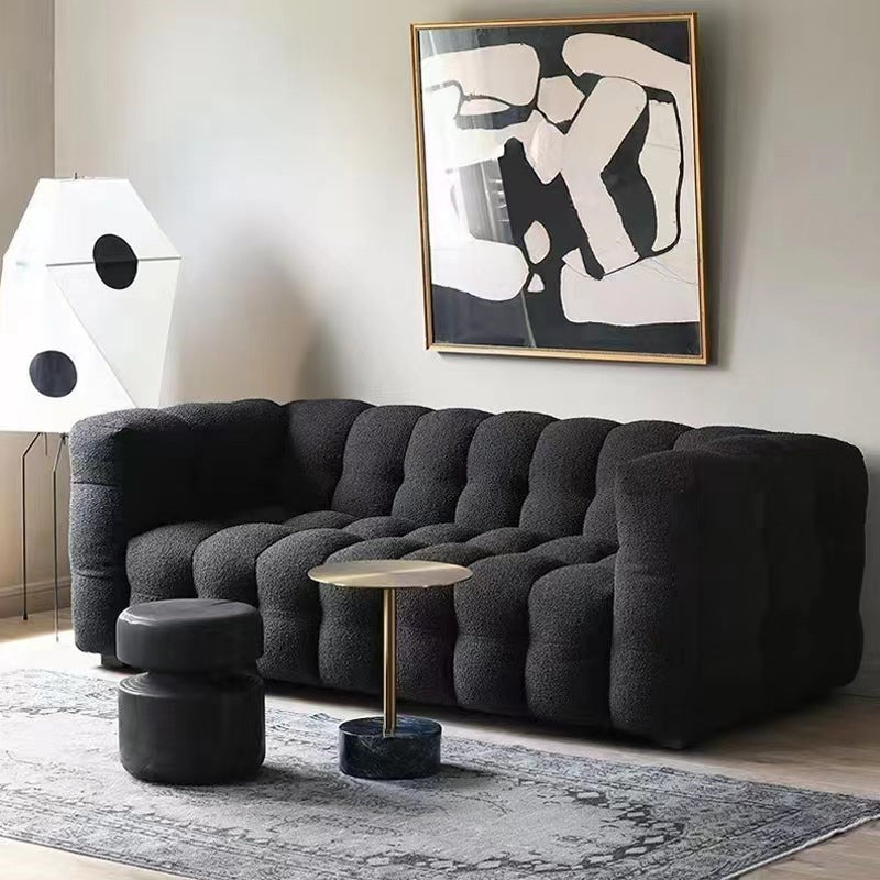 Modern Style Sofa Bed Velvet Material Square Form Armrest Tufted Back Sofa