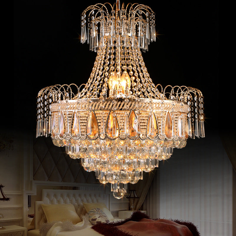 Lampada lampadario a livello di camera da letto Crystal 10 Luci Luce a soffitto contemporanea in oro