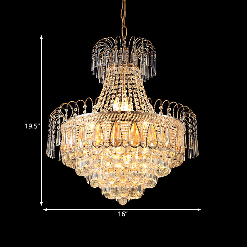 Lampada lampadario a livello di camera da letto Crystal 10 Luci Luce a soffitto contemporanea in oro