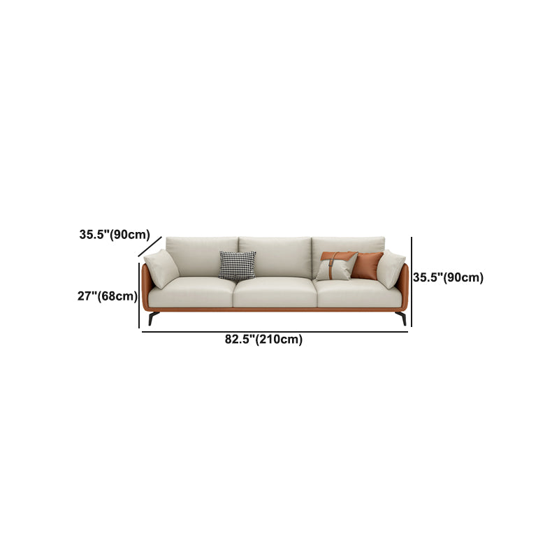 Square Arm Sectional Stain Resistant Sofa Chaise Beige Faux Leather