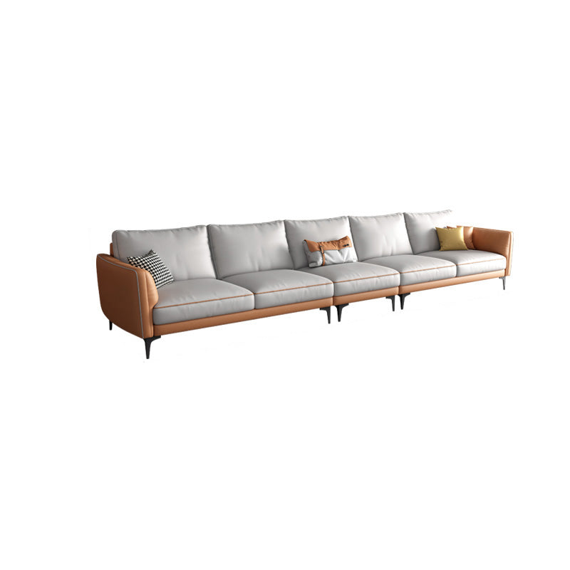 Light-grey Faux Leather Sofa/Sectional Stain-Resistant Square Arm Sofa