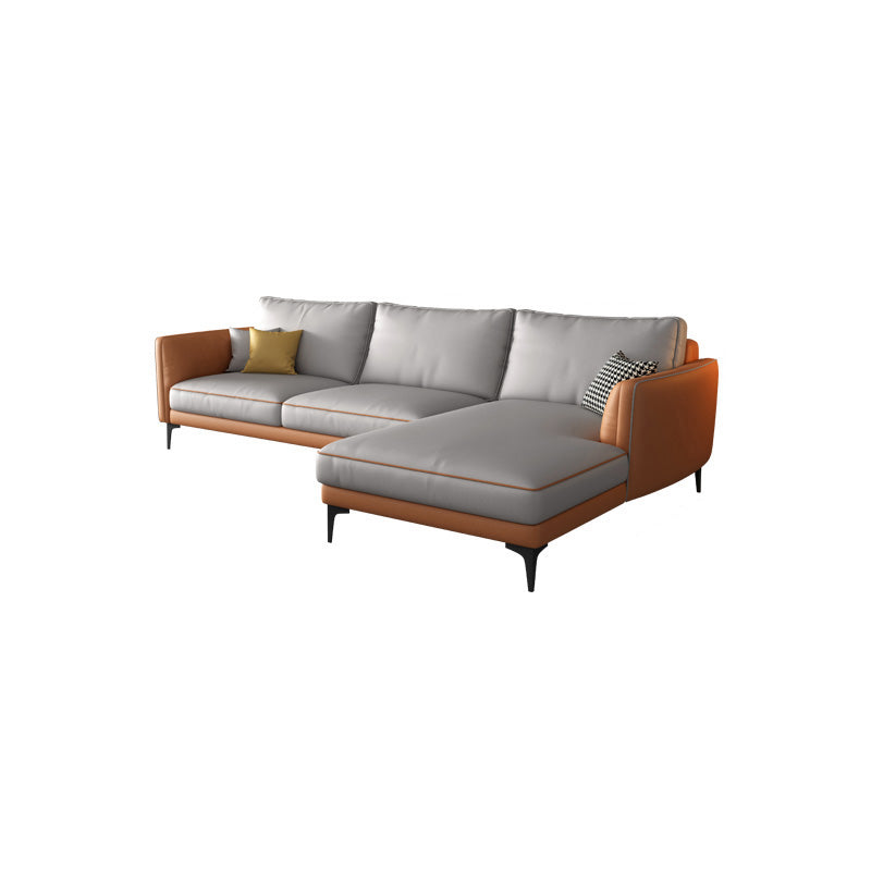 Light-grey Faux Leather Sofa/Sectional Stain-Resistant Square Arm Sofa