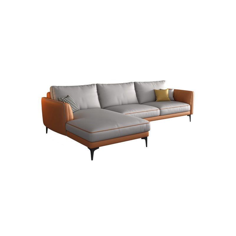 Light-grey Faux Leather Sofa/Sectional Stain-Resistant Square Arm Sofa