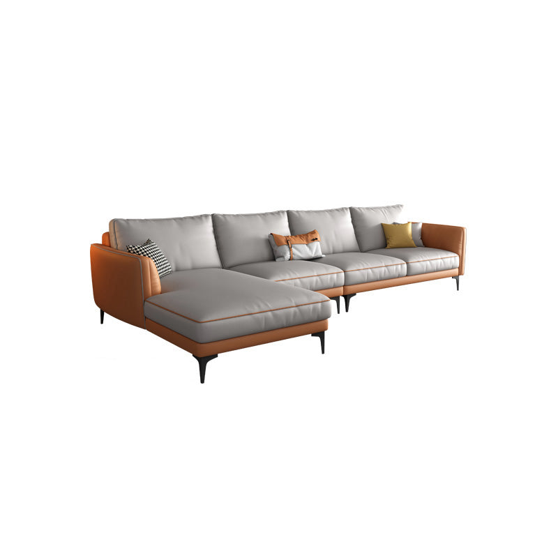Light-grey Faux Leather Sofa/Sectional Stain-Resistant Square Arm Sofa