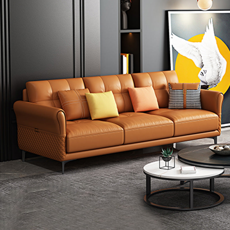 Contemporary Stain-Resistant Square Arm Stationary Cushion Back Sofa