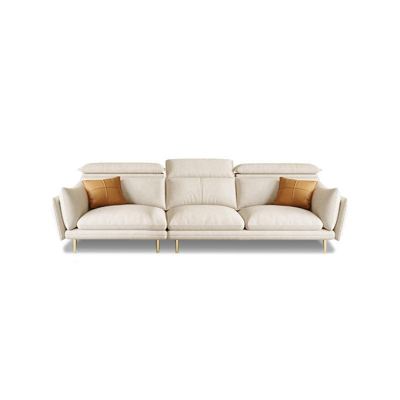 Cream Faux Leather Sofa/Sectional with Storage Bag Adjustable Sofa for Living Room