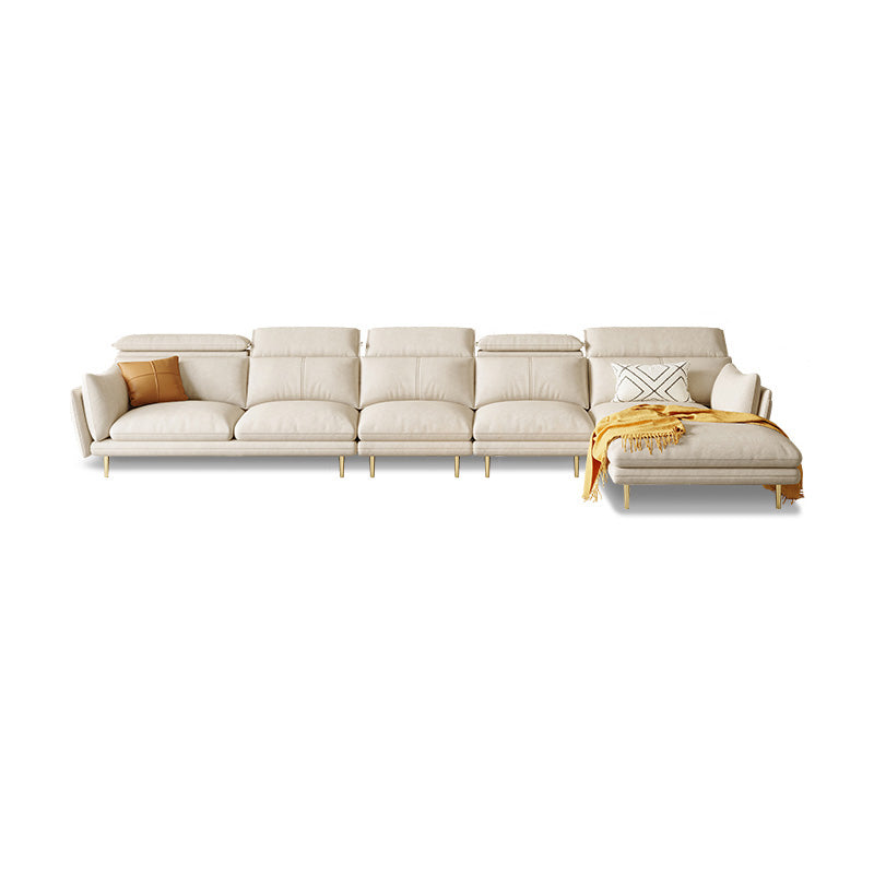Cream Faux Leather Sofa/Sectional with Storage Bag Adjustable Sofa for Living Room