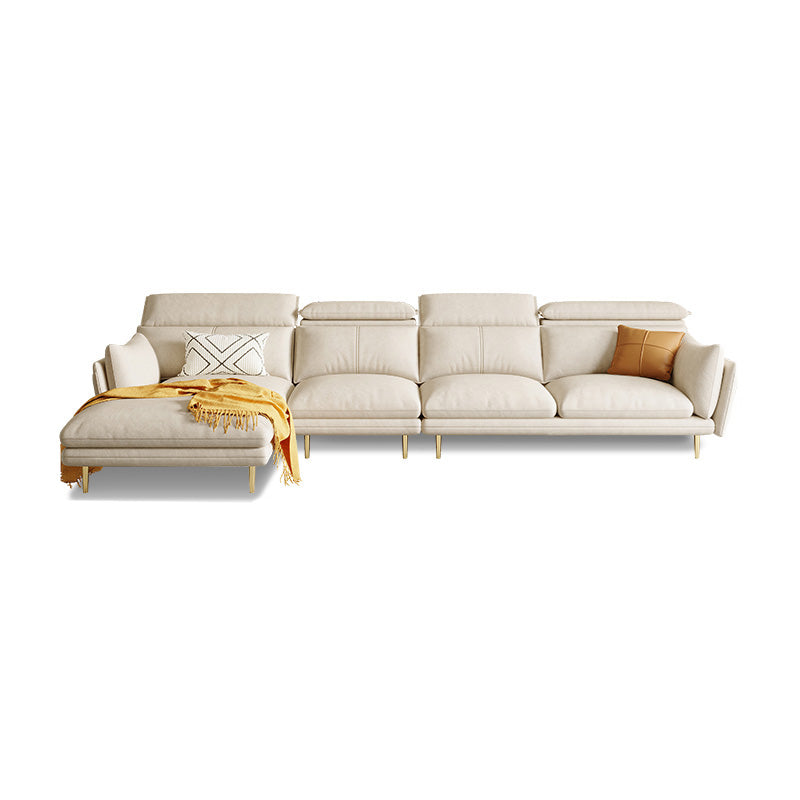 Cream Faux Leather Sofa/Sectional with Storage Bag Adjustable Sofa for Living Room