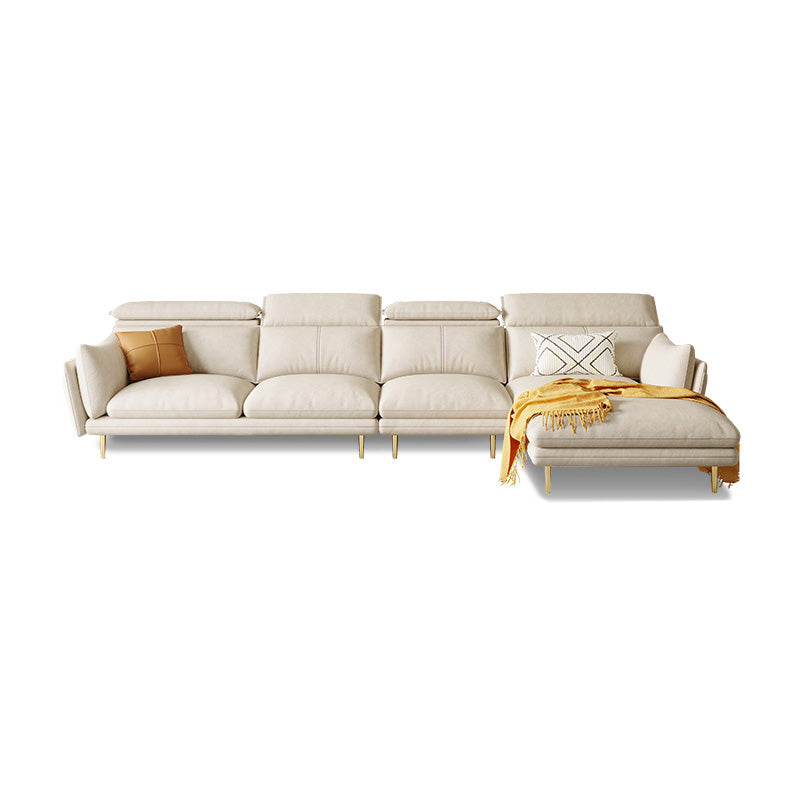 Cream Faux Leather Sofa/Sectional with Storage Bag Adjustable Sofa for Living Room