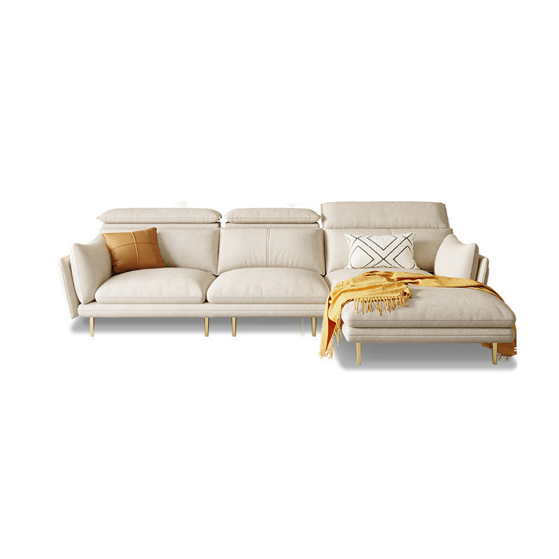 Cream Faux Leather Sofa/Sectional with Storage Bag Adjustable Sofa for Living Room