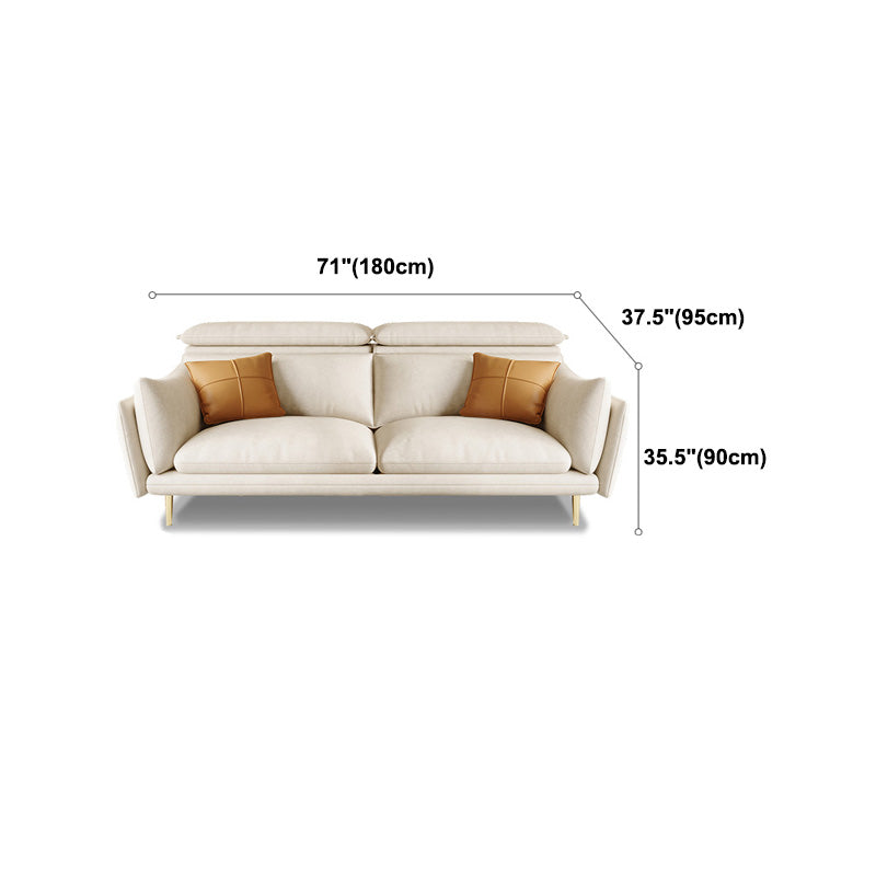 Cream Faux Leather Sofa/Sectional with Storage Bag Adjustable Sofa for Living Room