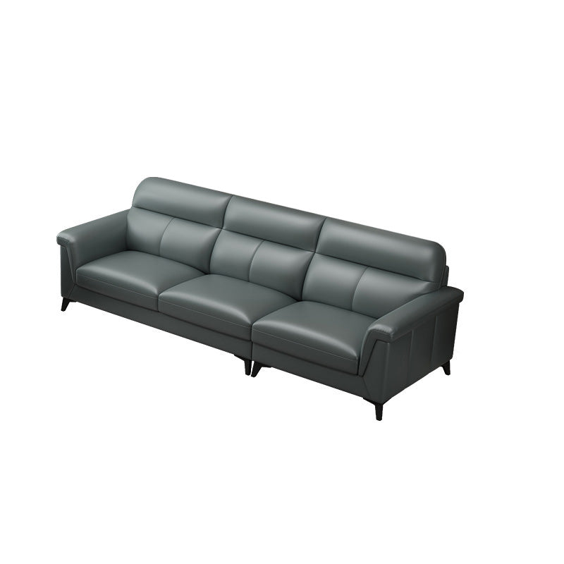 Contemporary Green Stain-Resistant Genuine Leather for Living Room Sofa