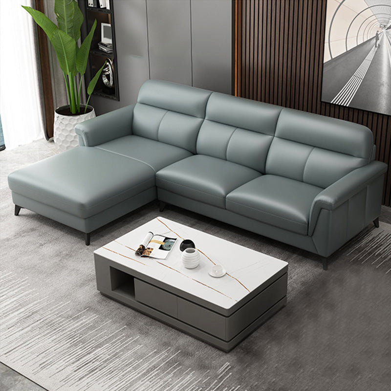 Contemporary Green Stain-Resistant Genuine Leather for Living Room Sofa