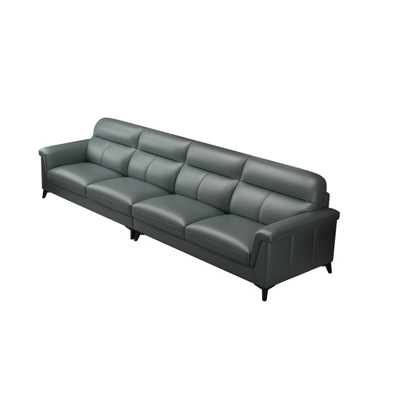 Contemporary Green Stain-Resistant Genuine Leather for Living Room Sofa