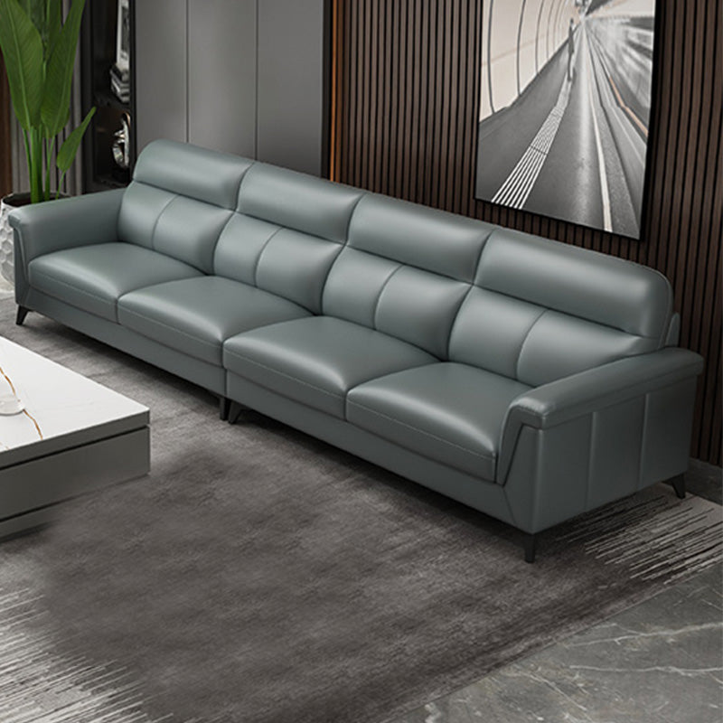 Contemporary Green Stain-Resistant Genuine Leather for Living Room Sofa