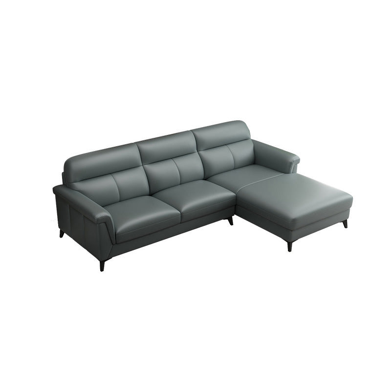 Contemporary Green Stain-Resistant Genuine Leather for Living Room Sofa