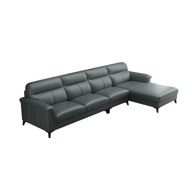 Contemporary Green Stain-Resistant Genuine Leather for Living Room Sofa