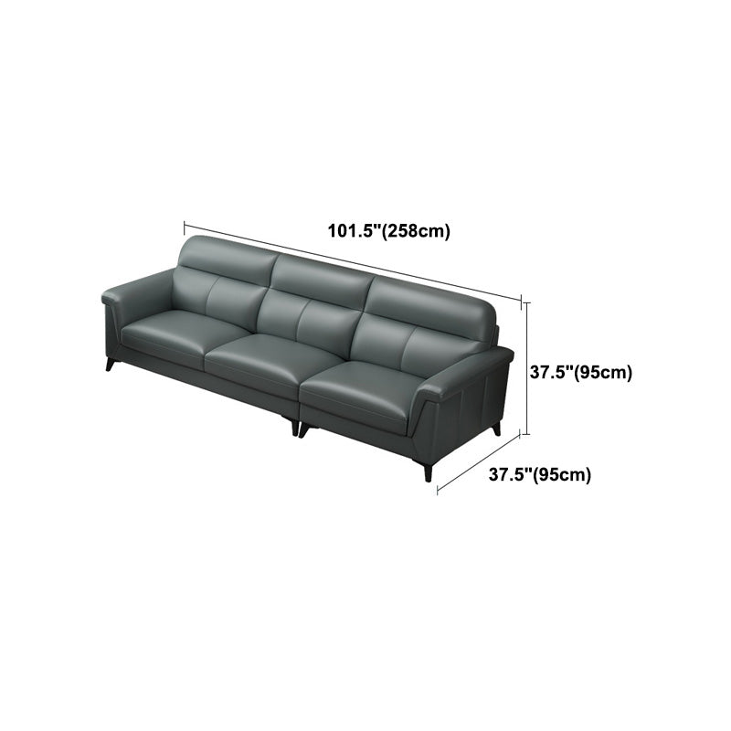 Contemporary Green Stain-Resistant Genuine Leather for Living Room Sofa