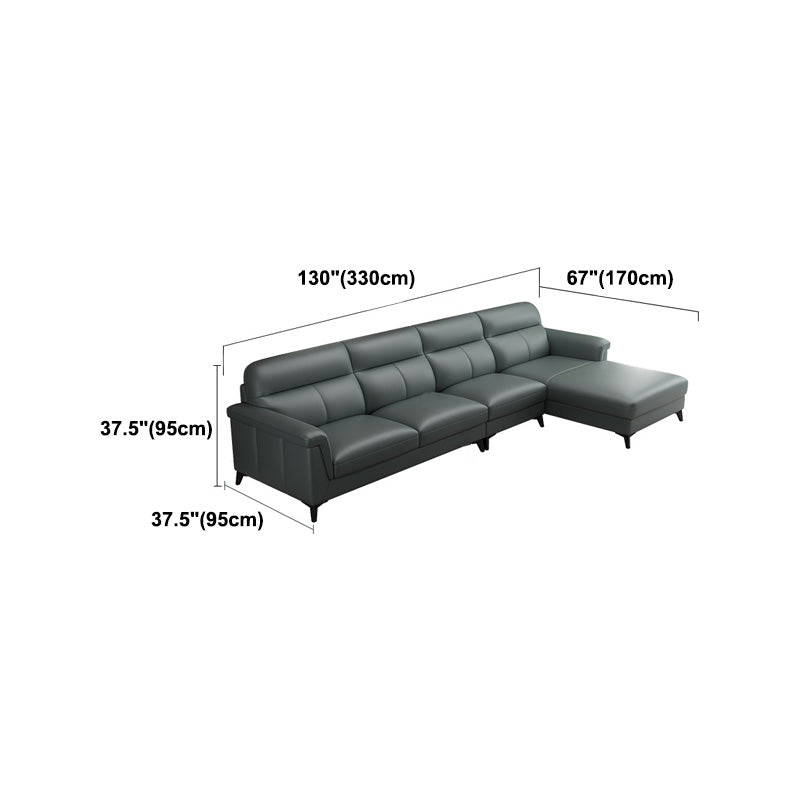 Contemporary Green Stain-Resistant Genuine Leather for Living Room Sofa