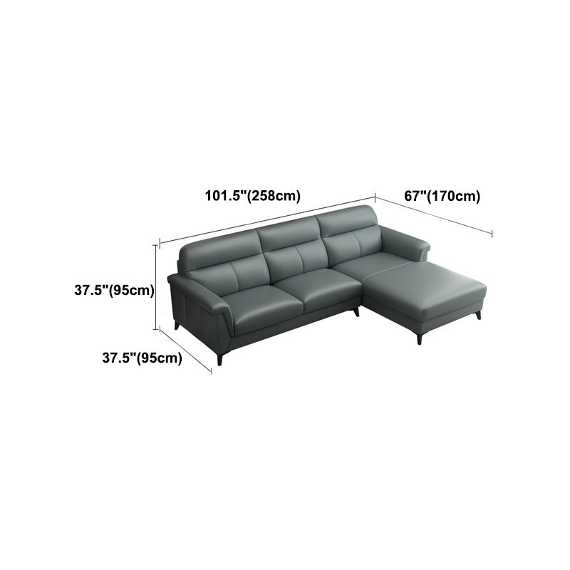 Contemporary Green Stain-Resistant Genuine Leather for Living Room Sofa