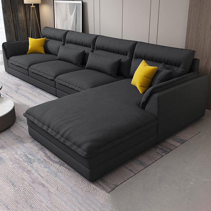 Modern Pillow Back Sectionals Faux Leather Pillow Top Arm Sectionals