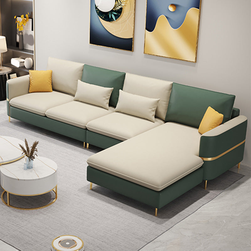 Scandinavian Cream Stationary Slipcovered Faux Leather 4 Seat Sofa
