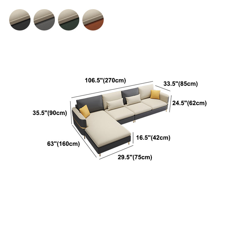 Scandinavian Cream Stationary Slipcovered Faux Leather 4 Seat Sofa