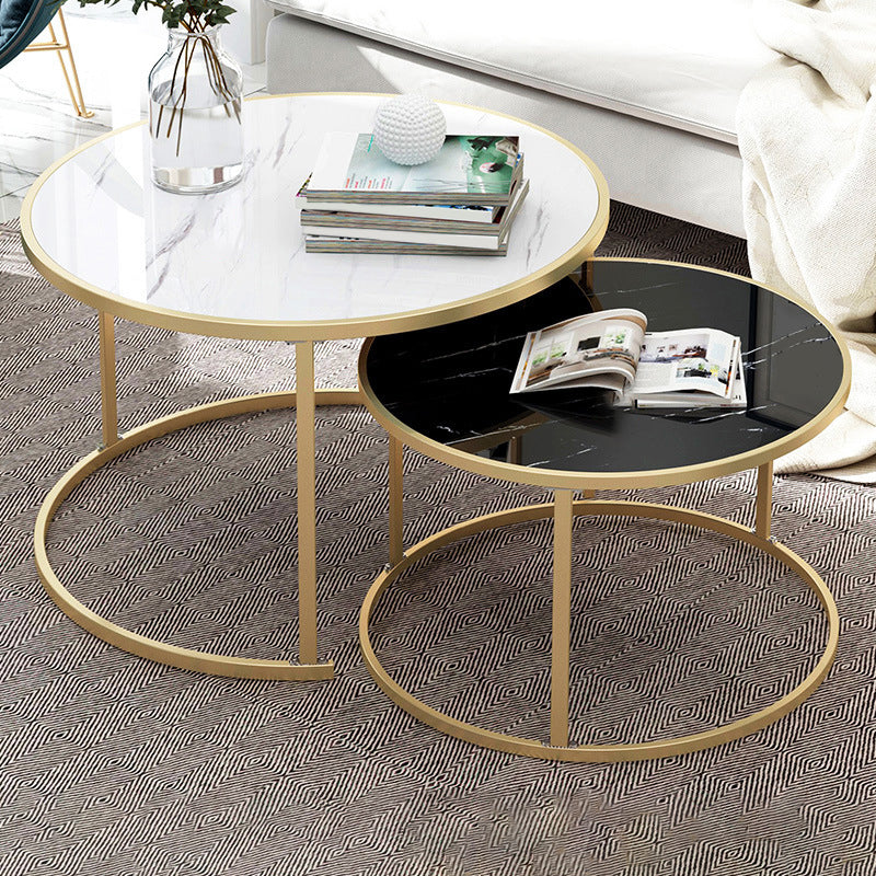 2 Piece Bunching Tables Solid Wood Coffee Table for Living Room