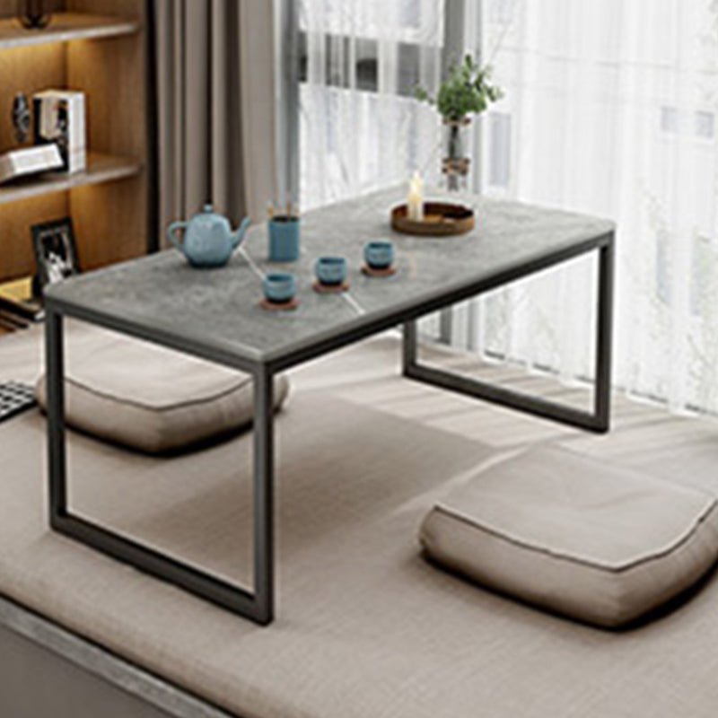 Glam 11.8" H Rectangle Slate Coffee Table Metal 2 Legs Cocktail Table