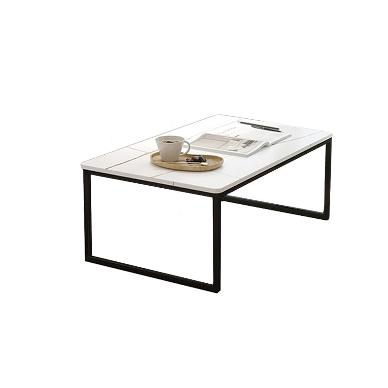 Glam 11.8" H Rectangle Slate Coffee Table Metal 2 Legs Cocktail Table