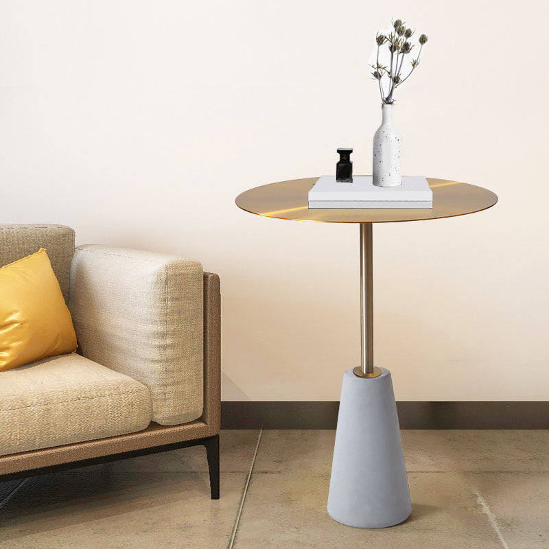 Round Stainless Steel Coffee Table Pedestal 1 Single Cocktail Table
