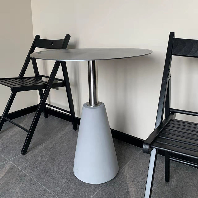 Round Stainless Steel Coffee Table Pedestal 1 Single Cocktail Table