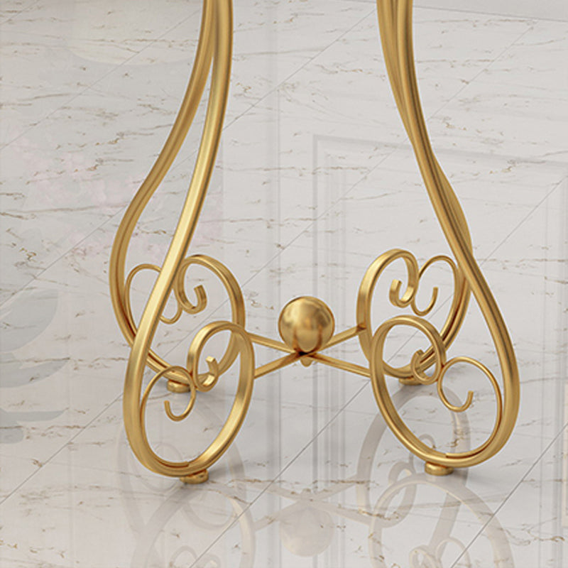 Modern Round Wooden Top Side Table Metal Abstract End Table .