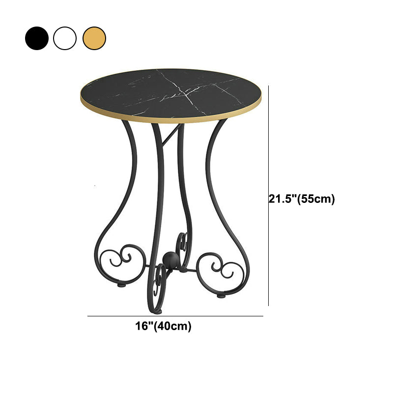 Modern Round Wooden Top Side Table Metal Abstract End Table .
