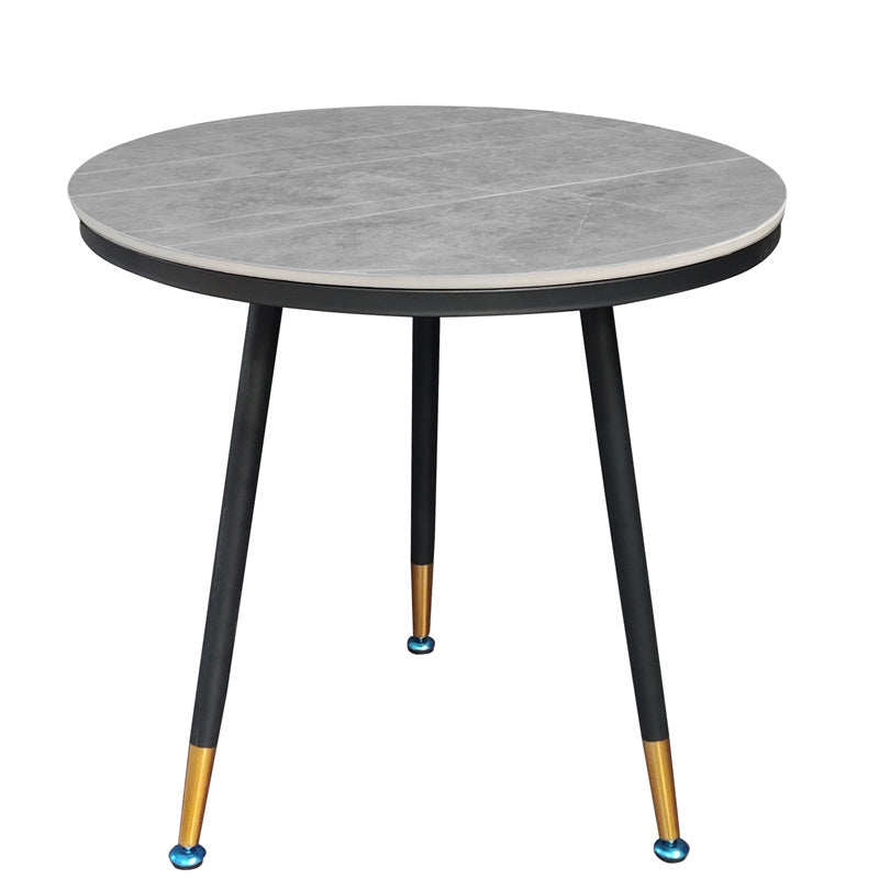 23.6" Tall Modern Round Slate Top Side Table Metal 3 Legs End Table
