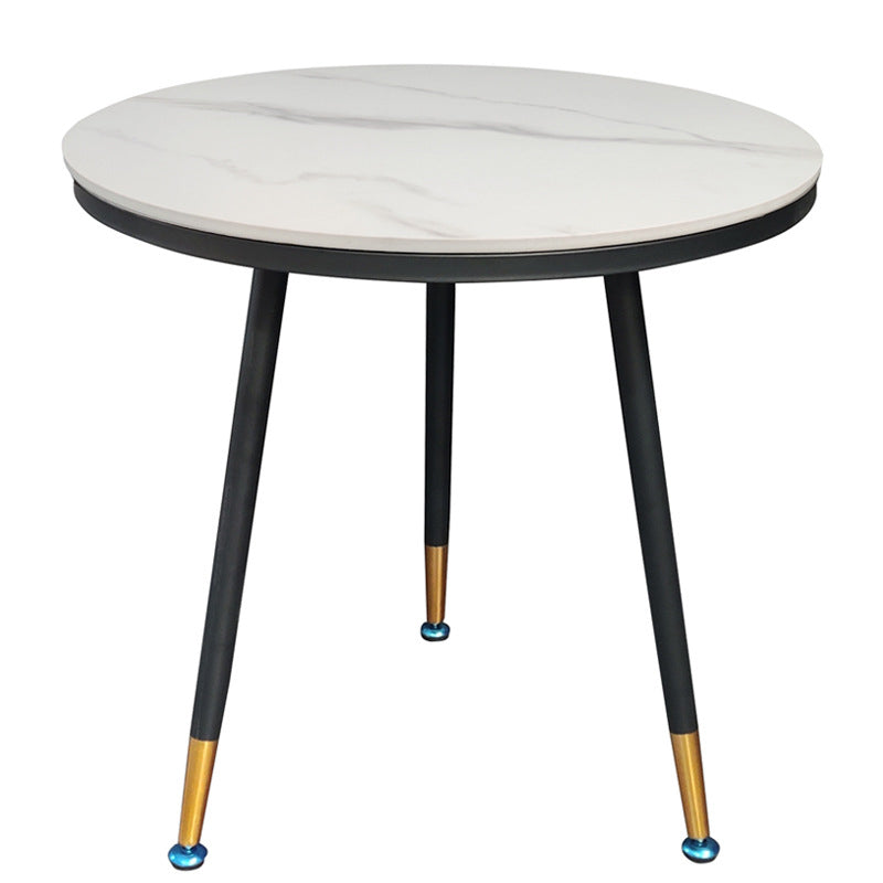 23.6" Tall Modern Round Slate Top Side Table Metal 3 Legs End Table