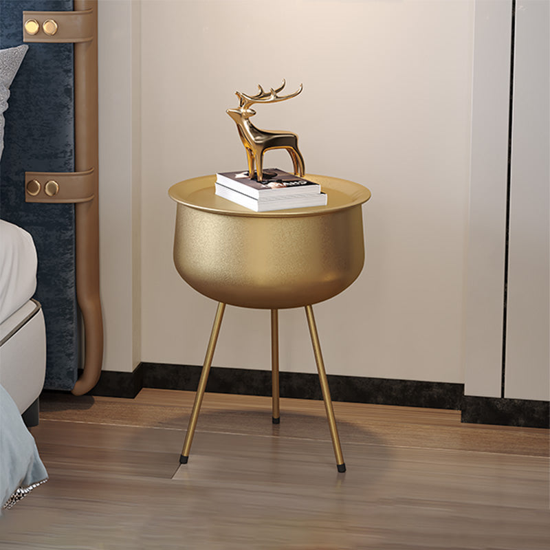 26.5" Tall Mid-Century Round Metal Top Side Table 3 Legs End Table