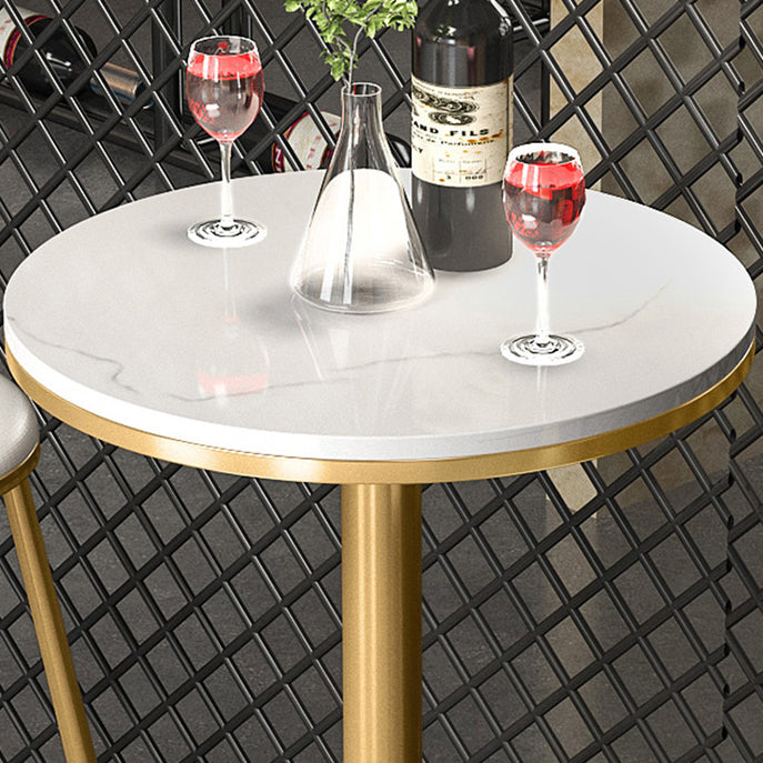 Glam Style Iron Bar Table Round Top Indoor Pedestal Bistro Table 23"W x 41"H