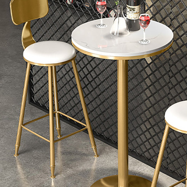 Glam Style Iron Bar Table Round Top Indoor Pedestal Bistro Table 23"W x 41"H