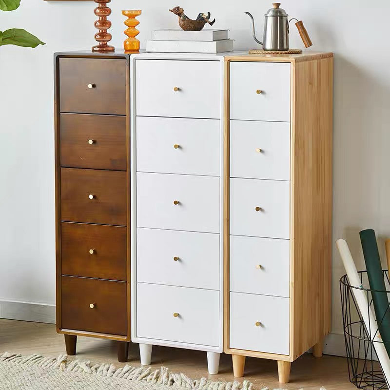 Modern Wooden Accent Chest 15.74" Wide Rubberwood Chest with 5 Drawers