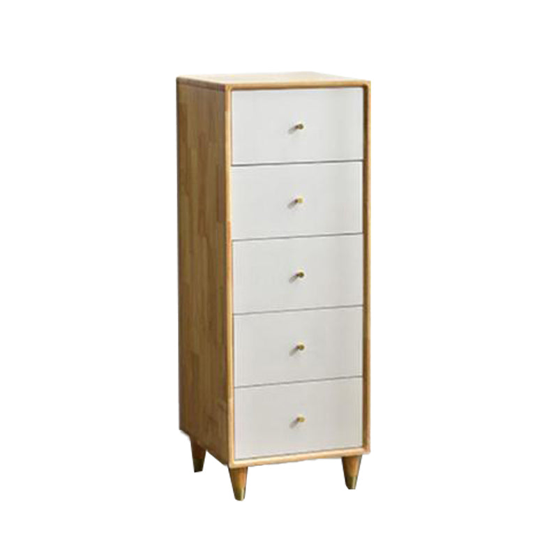 Modern Wooden Accent Chest 15.74" Wide Rubberwood Chest with 5 Drawers