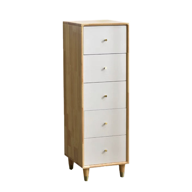 Modern Wooden Accent Chest 15.74" Wide Rubberwood Chest with 5 Drawers