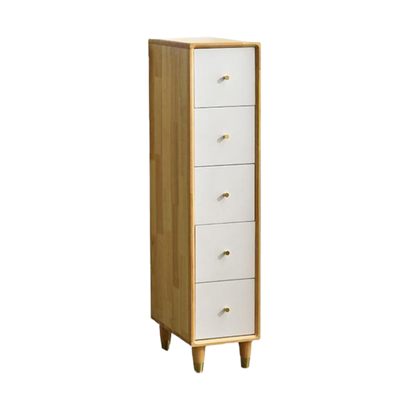 Modern Wooden Accent Chest 15.74" Wide Rubberwood Chest with 5 Drawers