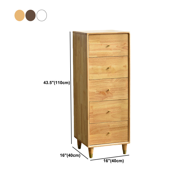 Modern Wooden Accent Chest 15.74" Wide Rubberwood Chest with 5 Drawers