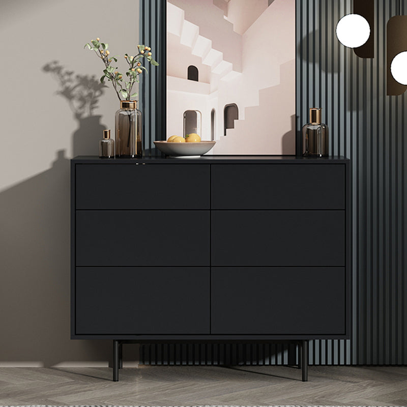 Modern Accent Chest with 6 Drawers and 4 Straight Black Legs