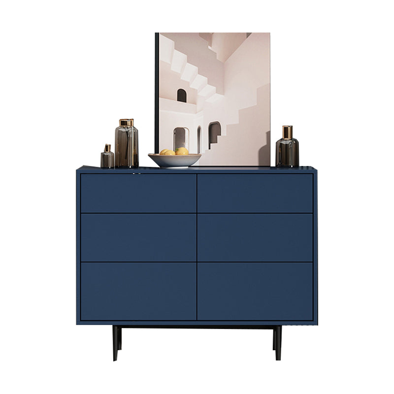 Modern Accent Chest with 6 Drawers and 4 Straight Black Legs