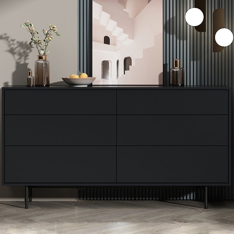 Modern Accent Chest with 6 Drawers and 4 Straight Black Legs