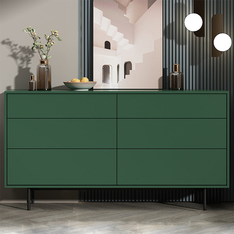 Modern Accent Chest with 6 Drawers and 4 Straight Black Legs